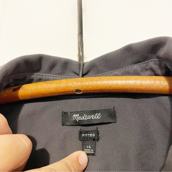 Madewell Darted Button Up Shirt (Re)generative Chino Size 16 Gray Fitted Cotton - Picture 6 of 11